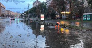 В Черновцах сильная гроза затопила улицы и повалила деревья